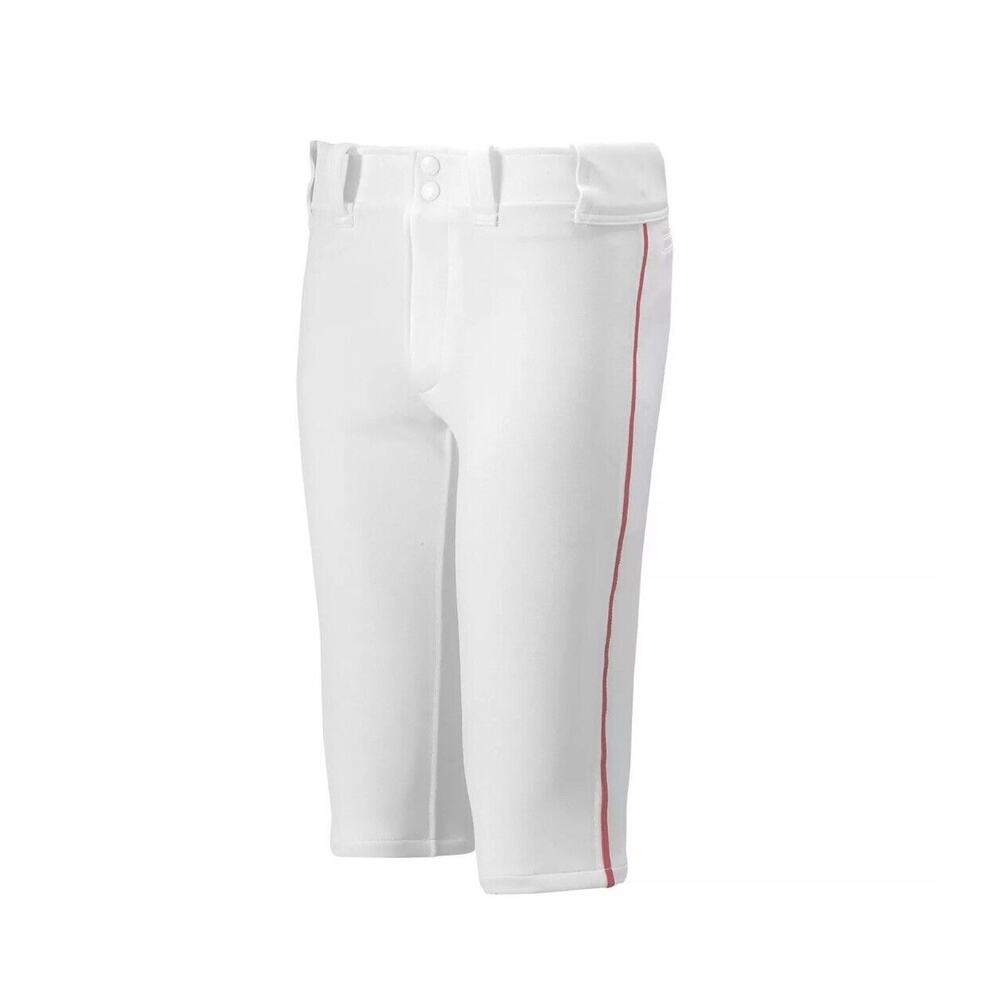 Mizuno Youth Short Baseball Pants - White/Red Side Stripe Size Youth 3XL NWT